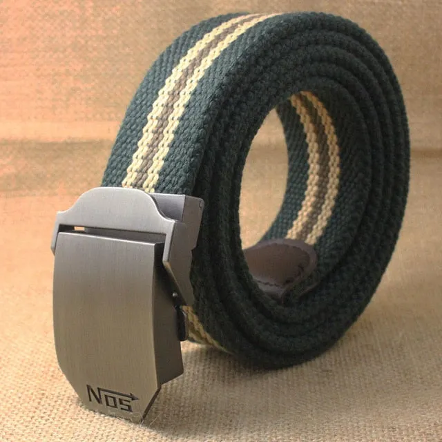 Men's Tactical Canvas Alloy Automatic Buckle Belt