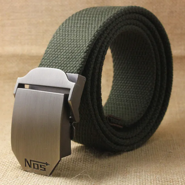 Men's Tactical Canvas Alloy Automatic Buckle Belt