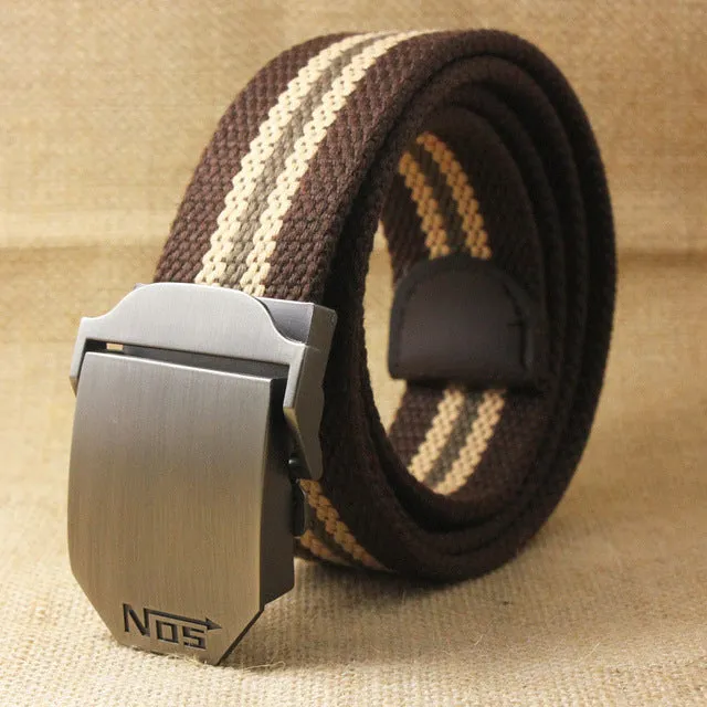 Men's Tactical Canvas Alloy Automatic Buckle Belt