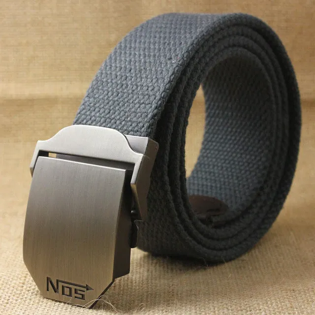 Men's Tactical Canvas Alloy Automatic Buckle Belt