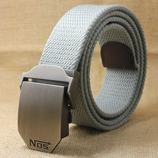 Men's Tactical Canvas Alloy Automatic Buckle Belt