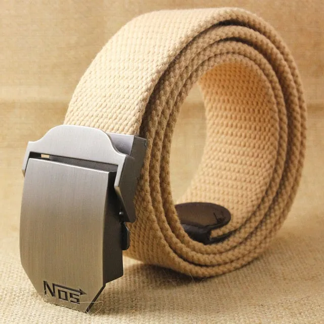 Men's Tactical Canvas Alloy Automatic Buckle Belt