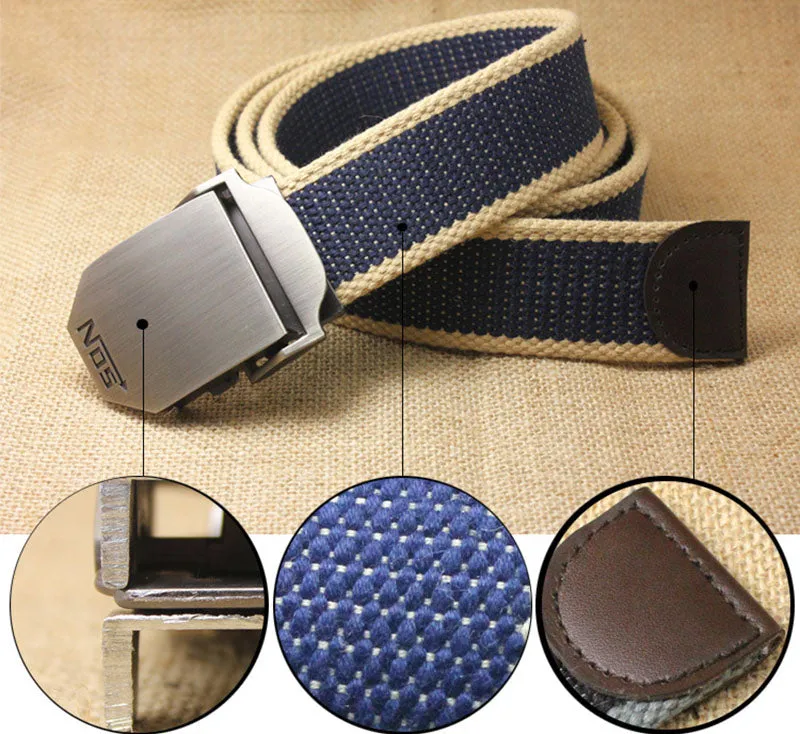 Men's Tactical Canvas Alloy Automatic Buckle Belt