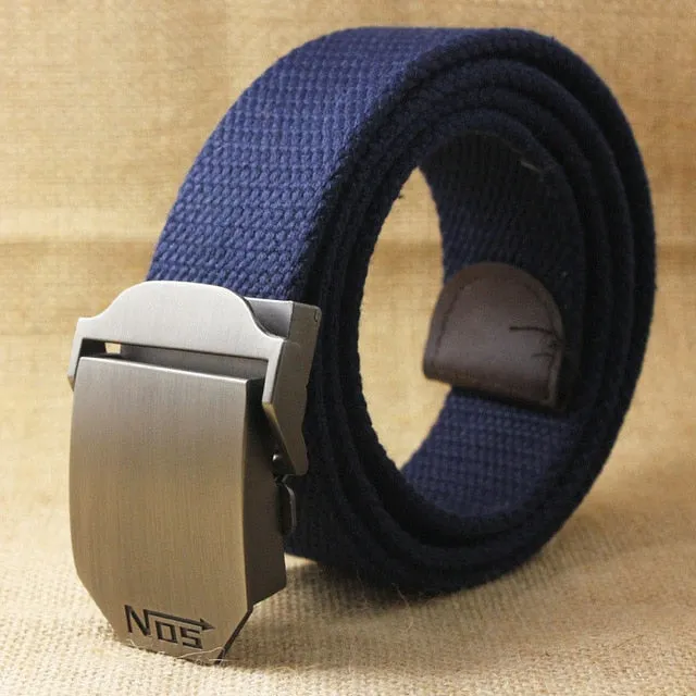 Men's Tactical Canvas Alloy Automatic Buckle Belt