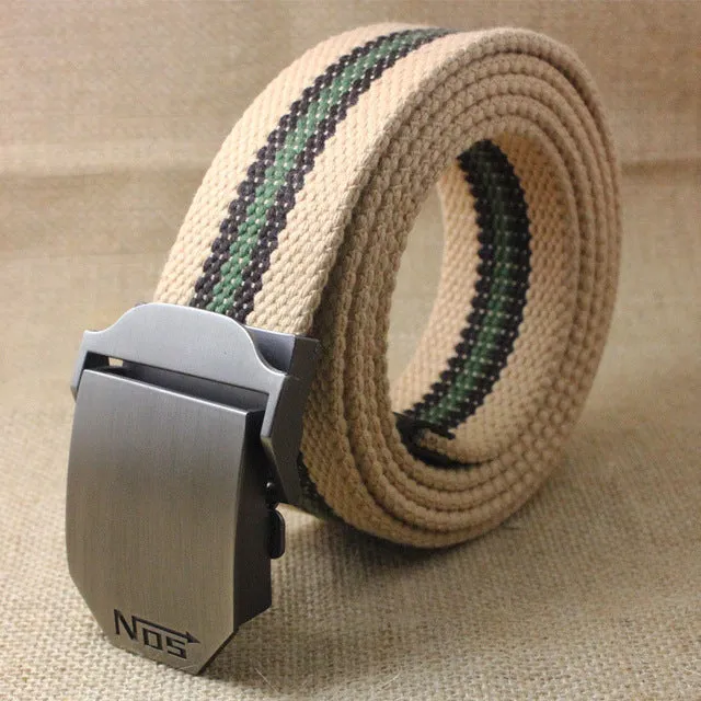 Men's Tactical Canvas Alloy Automatic Buckle Belt