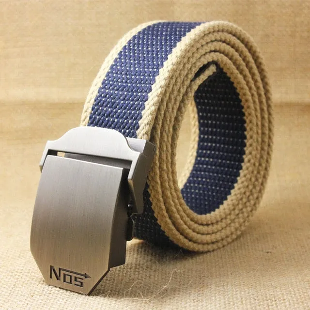 Men's Tactical Canvas Alloy Automatic Buckle Belt