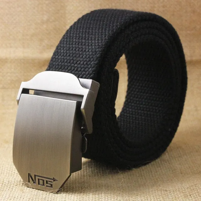 Men's Tactical Canvas Alloy Automatic Buckle Belt