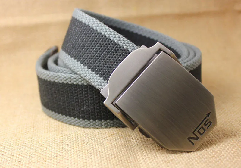 Men's Tactical Canvas Alloy Automatic Buckle Belt