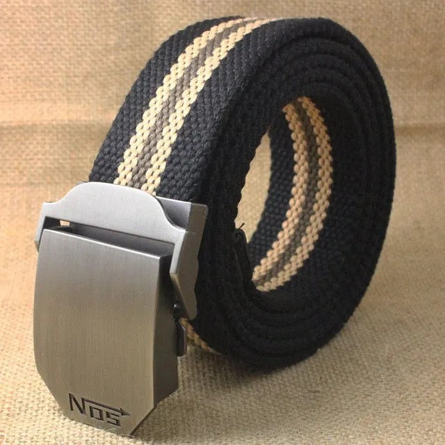 Men's Tactical Canvas Alloy Automatic Buckle Belt