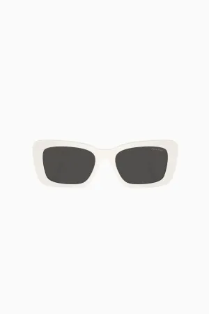 Miu Miu Rectangle Framed Sunglasses - White/ Gradient Grey