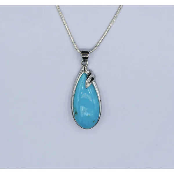 Natural Turquoise Teardrop Pendant - Only One Created