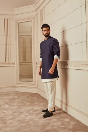 Navy Jaali Detail Single Kurta