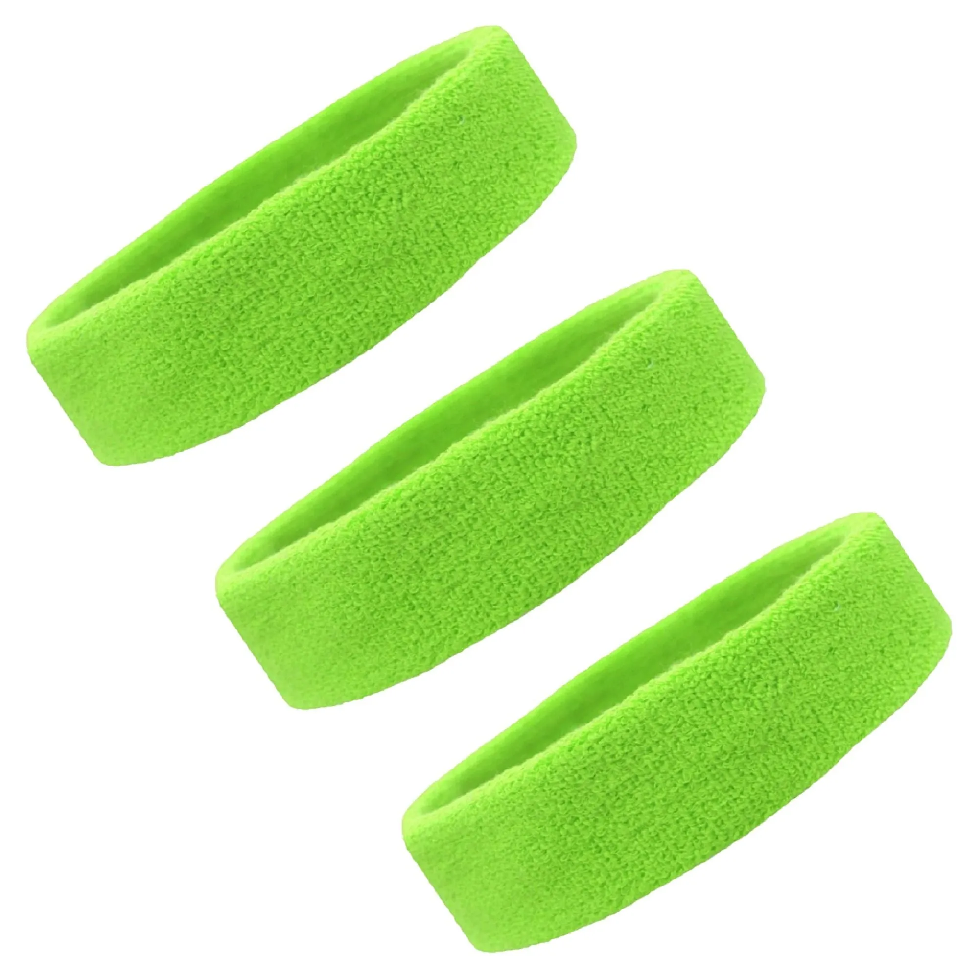 Neon Green Head Sweatbands - 3 Pack