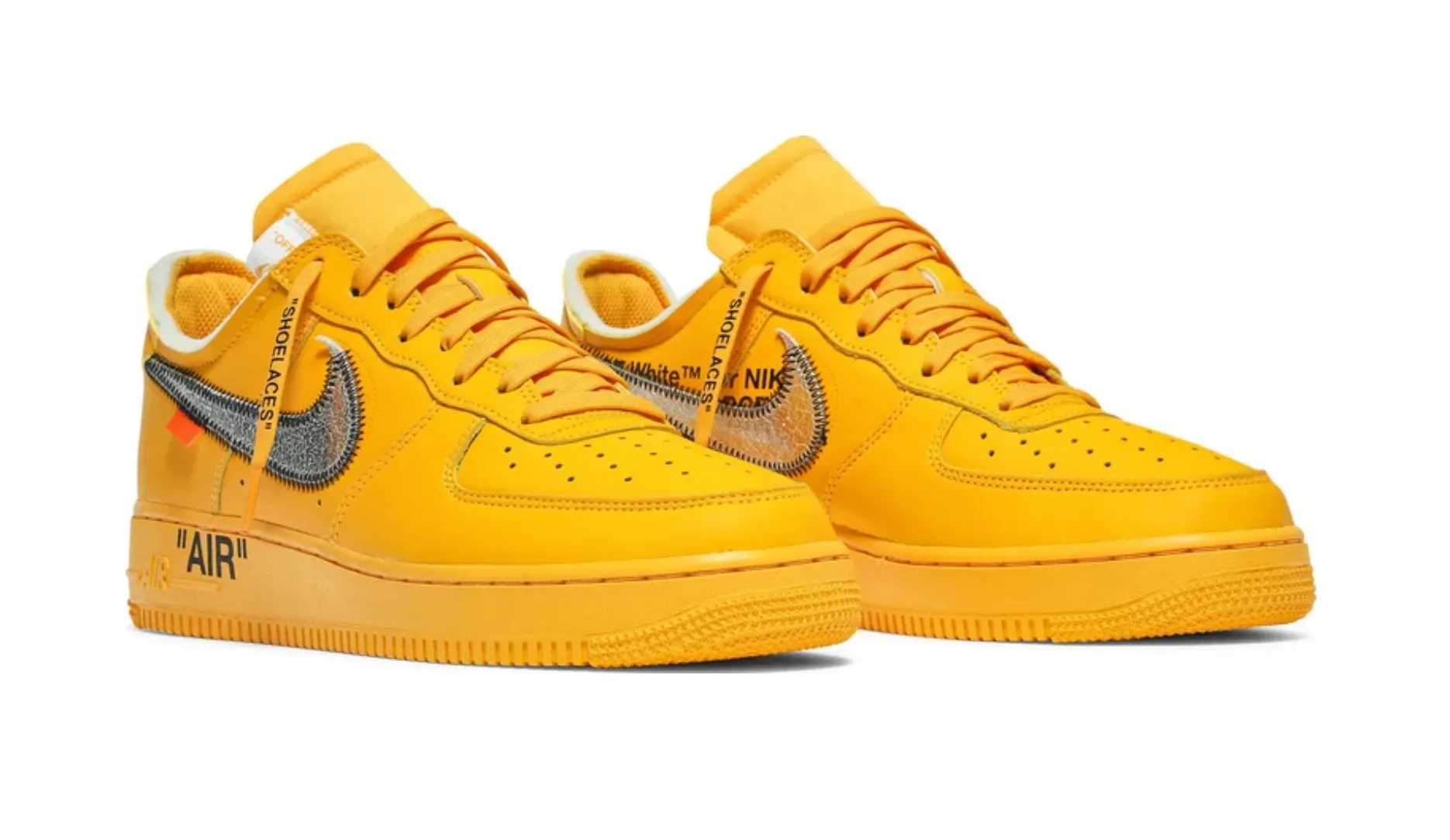 NIKE AIR FORCE 1 LOW OFF-WHITE UNIVERSITY GOLD METALLIC SILVER