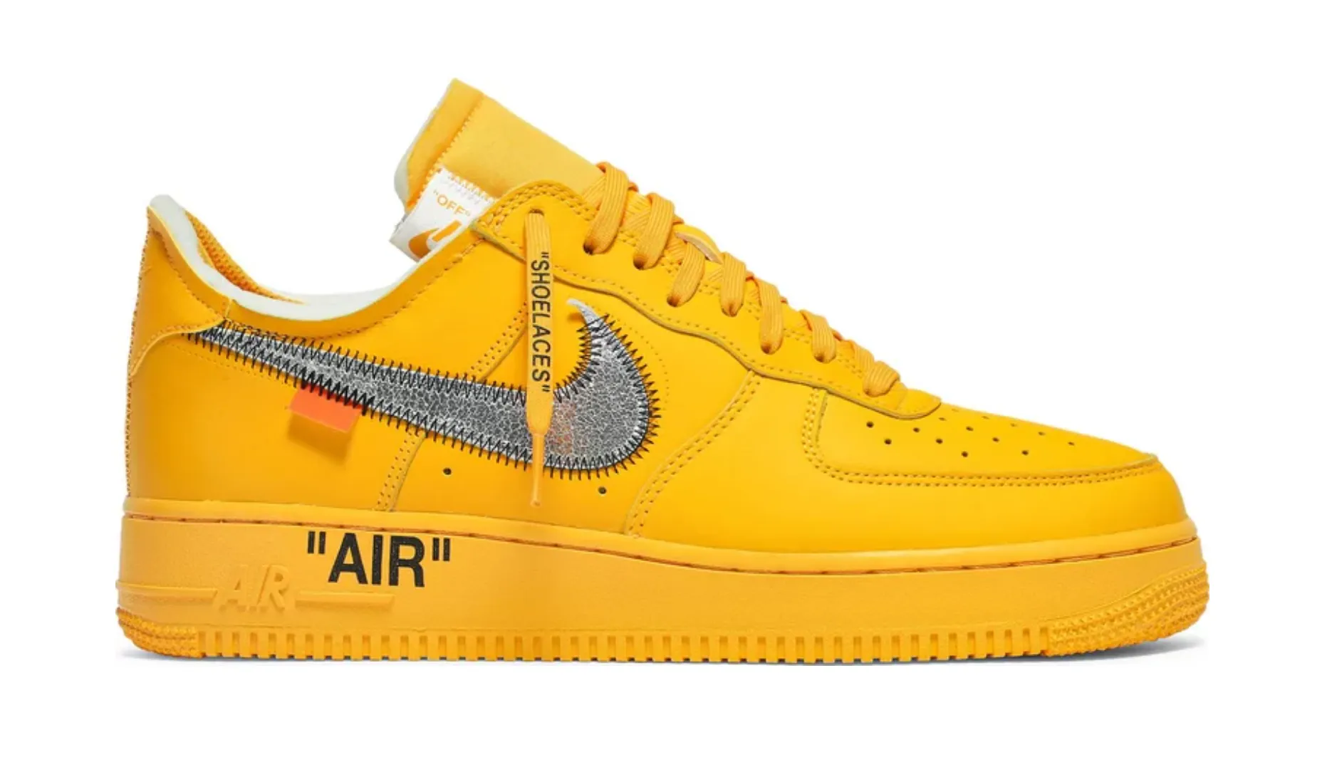 NIKE AIR FORCE 1 LOW OFF-WHITE UNIVERSITY GOLD METALLIC SILVER