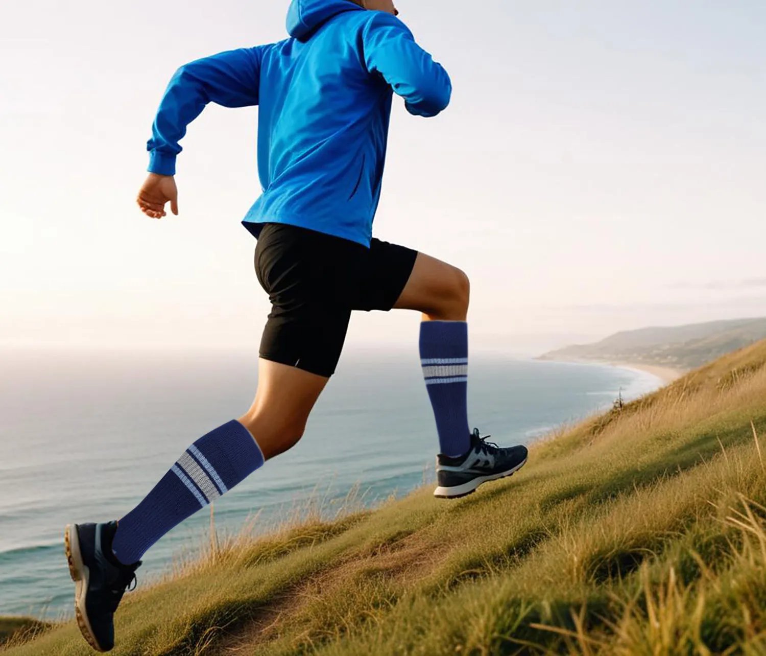 Outdoor Compression Knee-High Socks For Men | Dr Motion Socks |Top Stripe