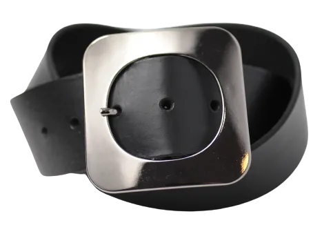 Polished Gun Metal Buckle 2 Inch Leather Belt