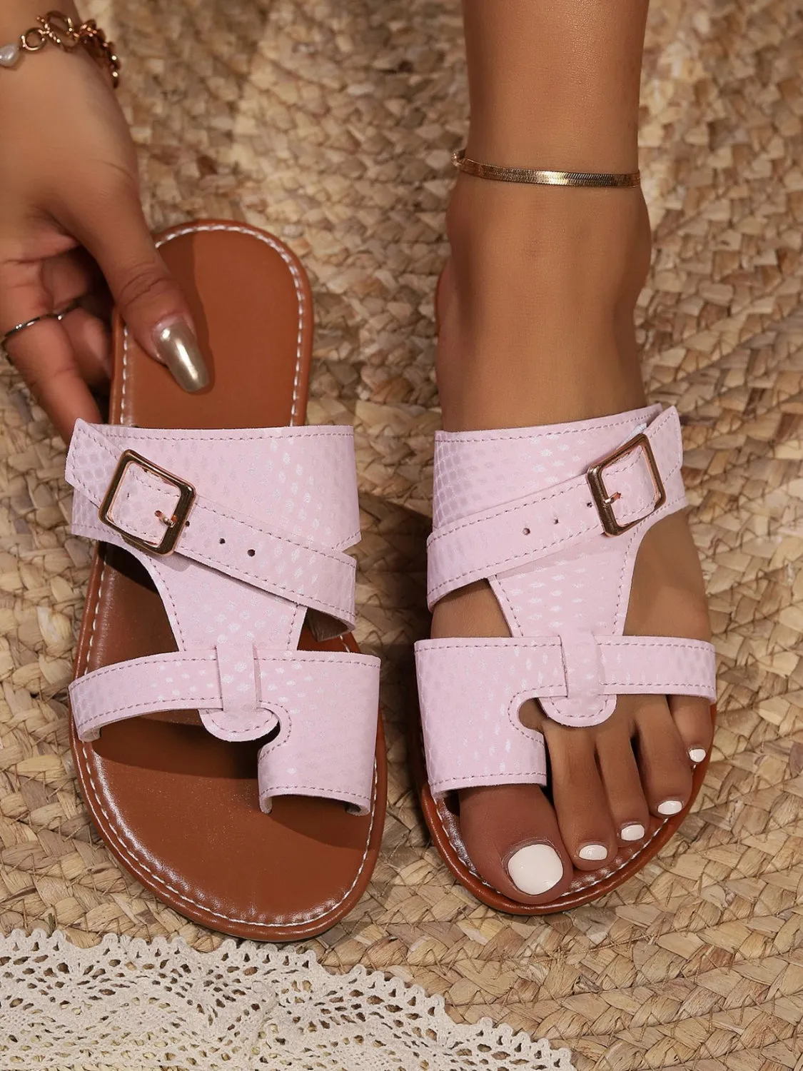 PU Leather Open-Toe Strap Sandals