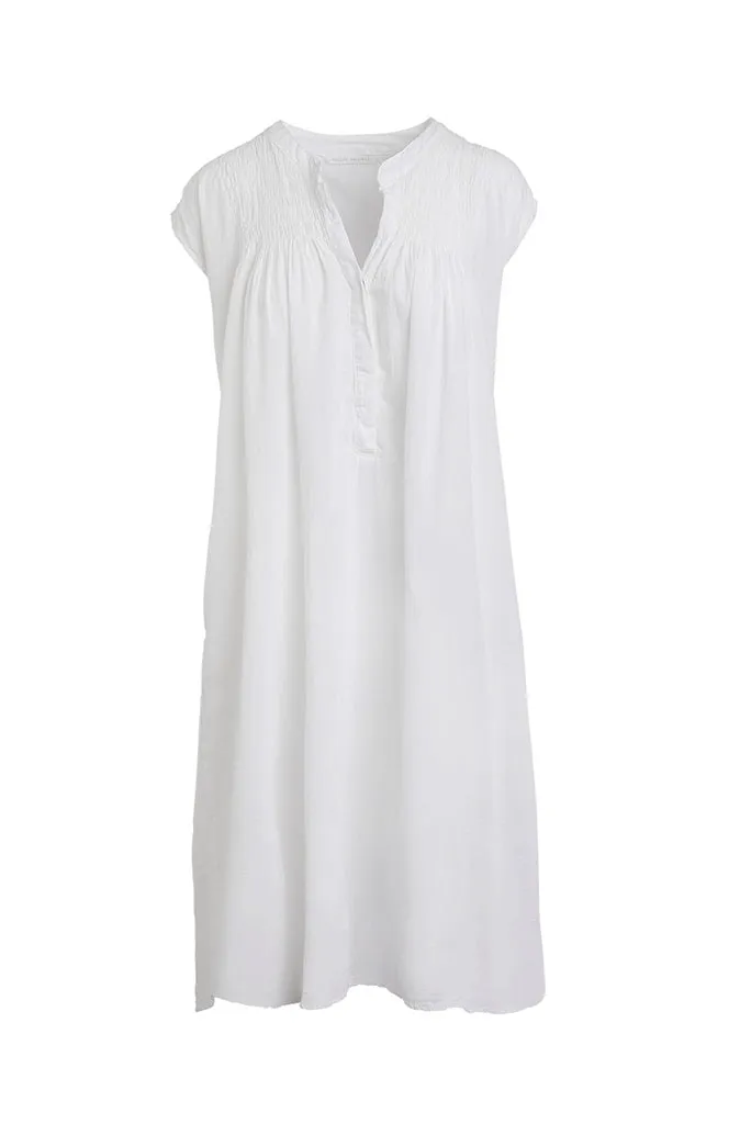 Rabens Saloner Tammi Cotton Smock Dress in White