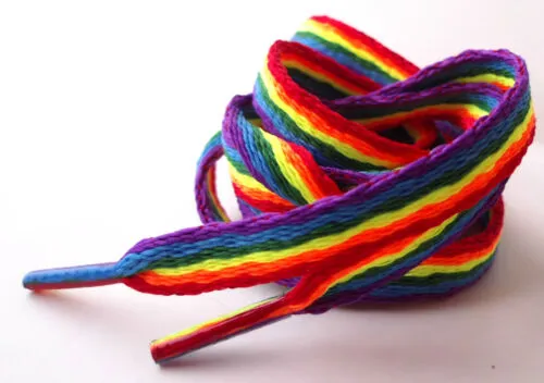 Rainbow Laces Gay Pride Multi Coloured Flat 10mm Shoes Trainers Shoelaces LGBTQ