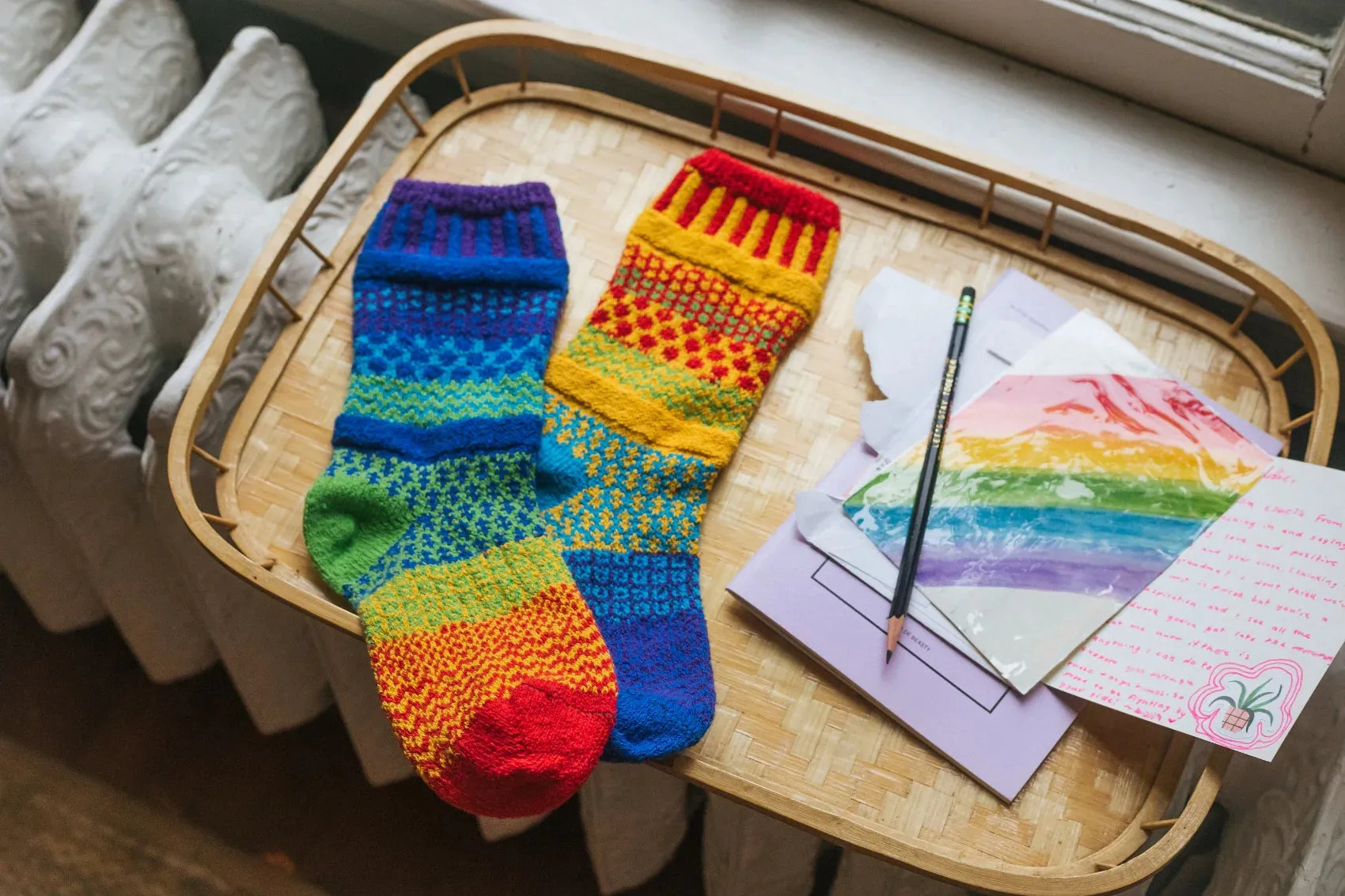 Rainbow Recycled Cotton Crew Socks