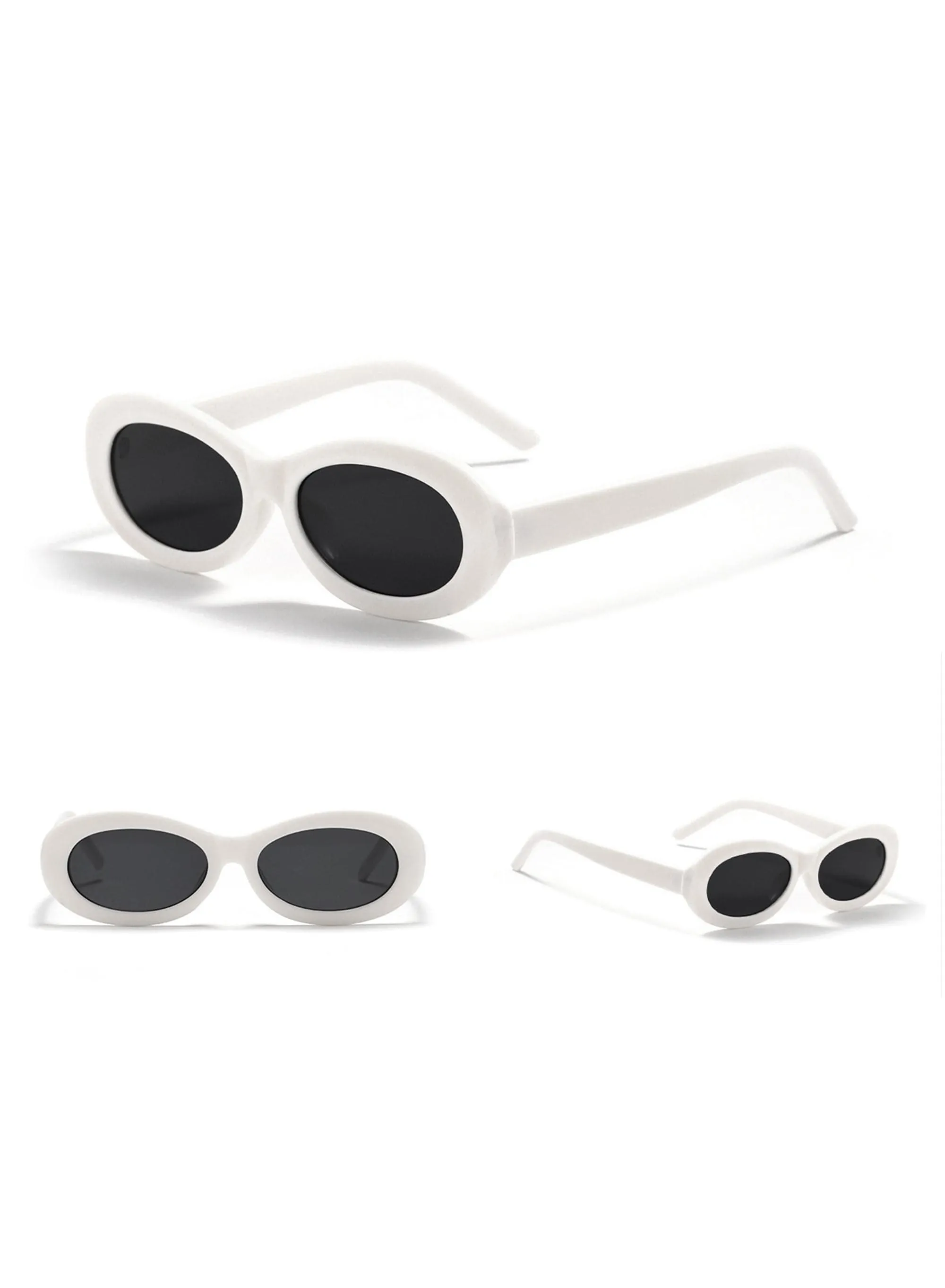 Retro Oval Chunky Frame Sunglasses