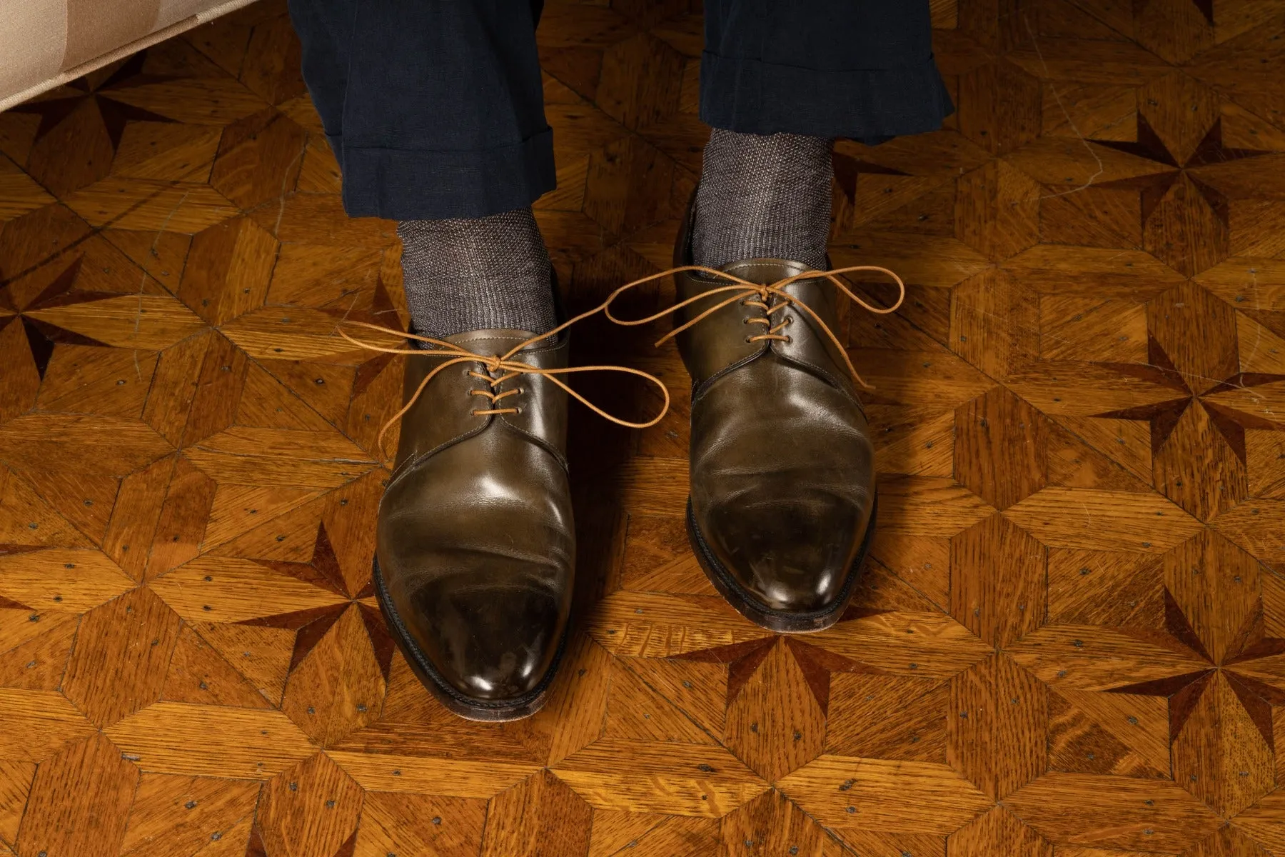 Round Cognac Waxed Cotton Shoelaces