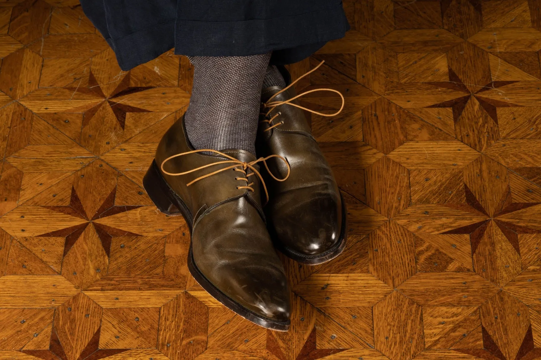 Round Cognac Waxed Cotton Shoelaces