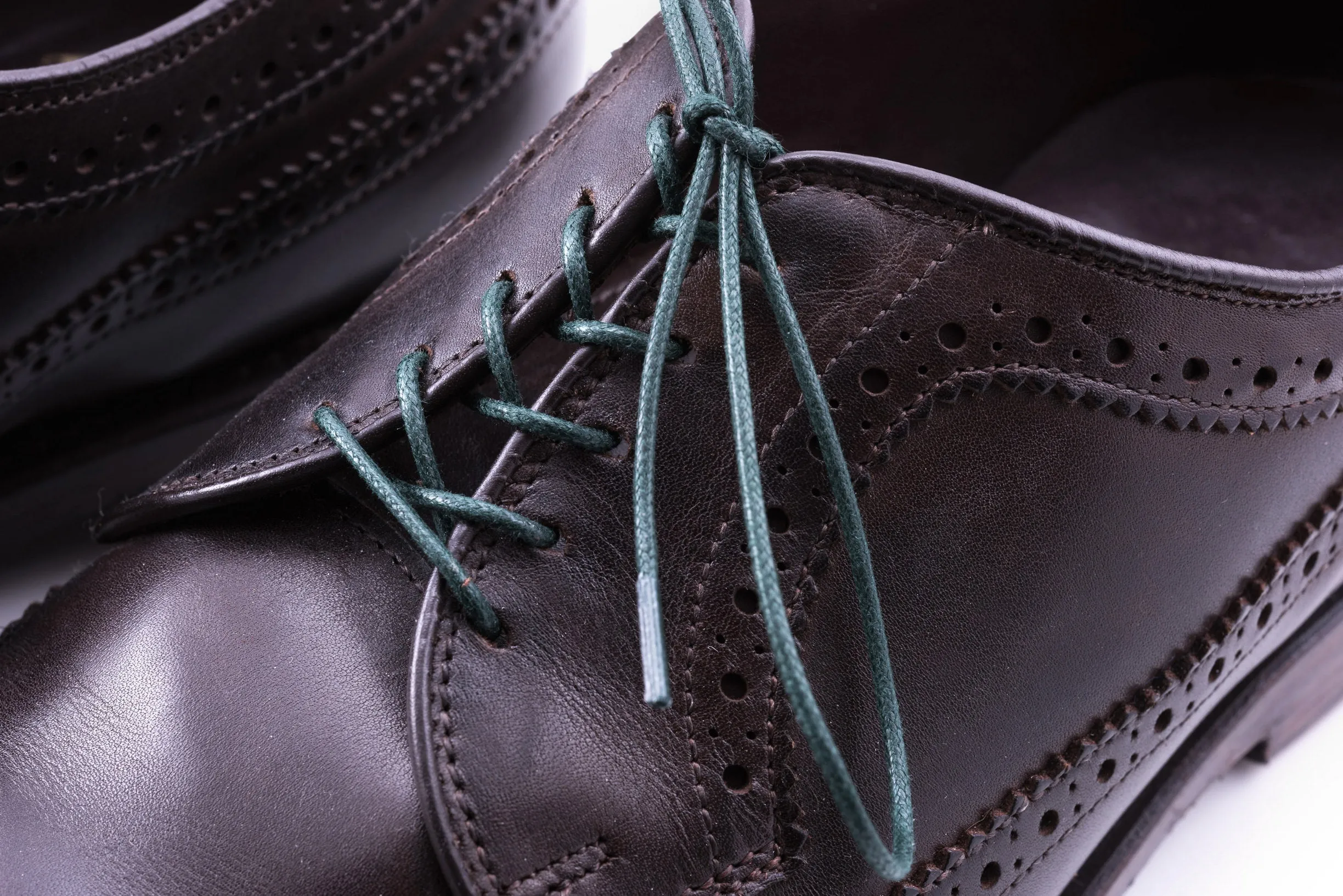 Round Dark Green Waxed Cotton Shoelaces