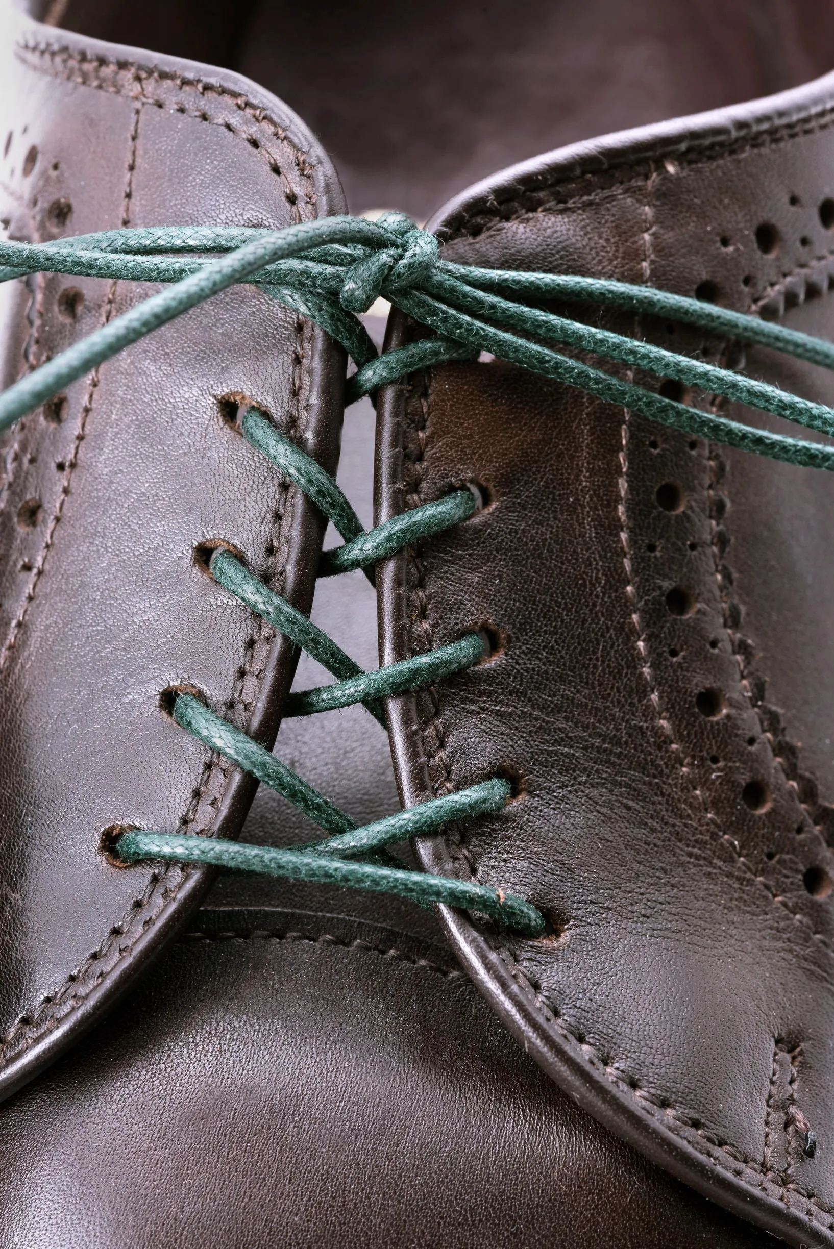 Round Dark Green Waxed Cotton Shoelaces