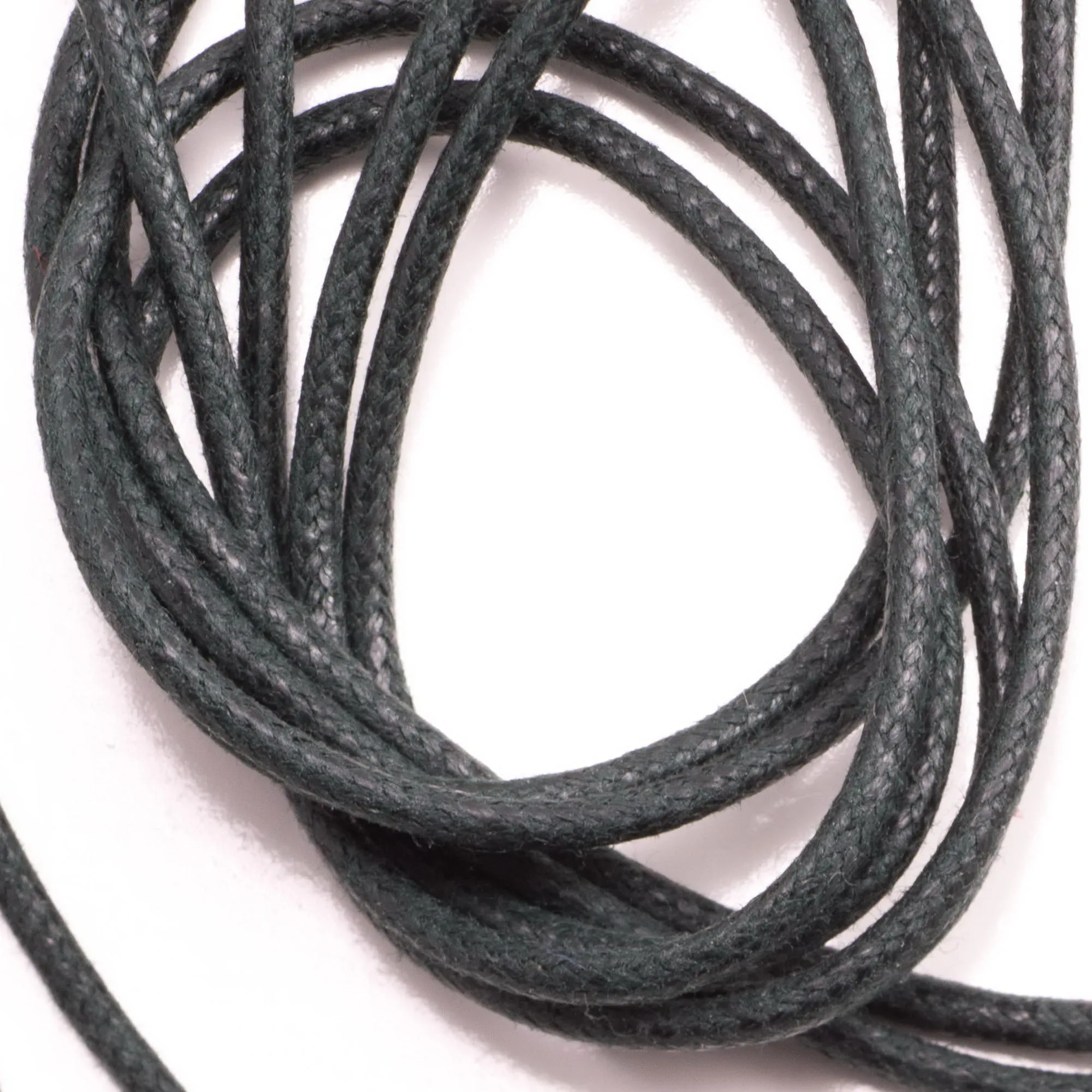 Round Dark Green Waxed Cotton Shoelaces