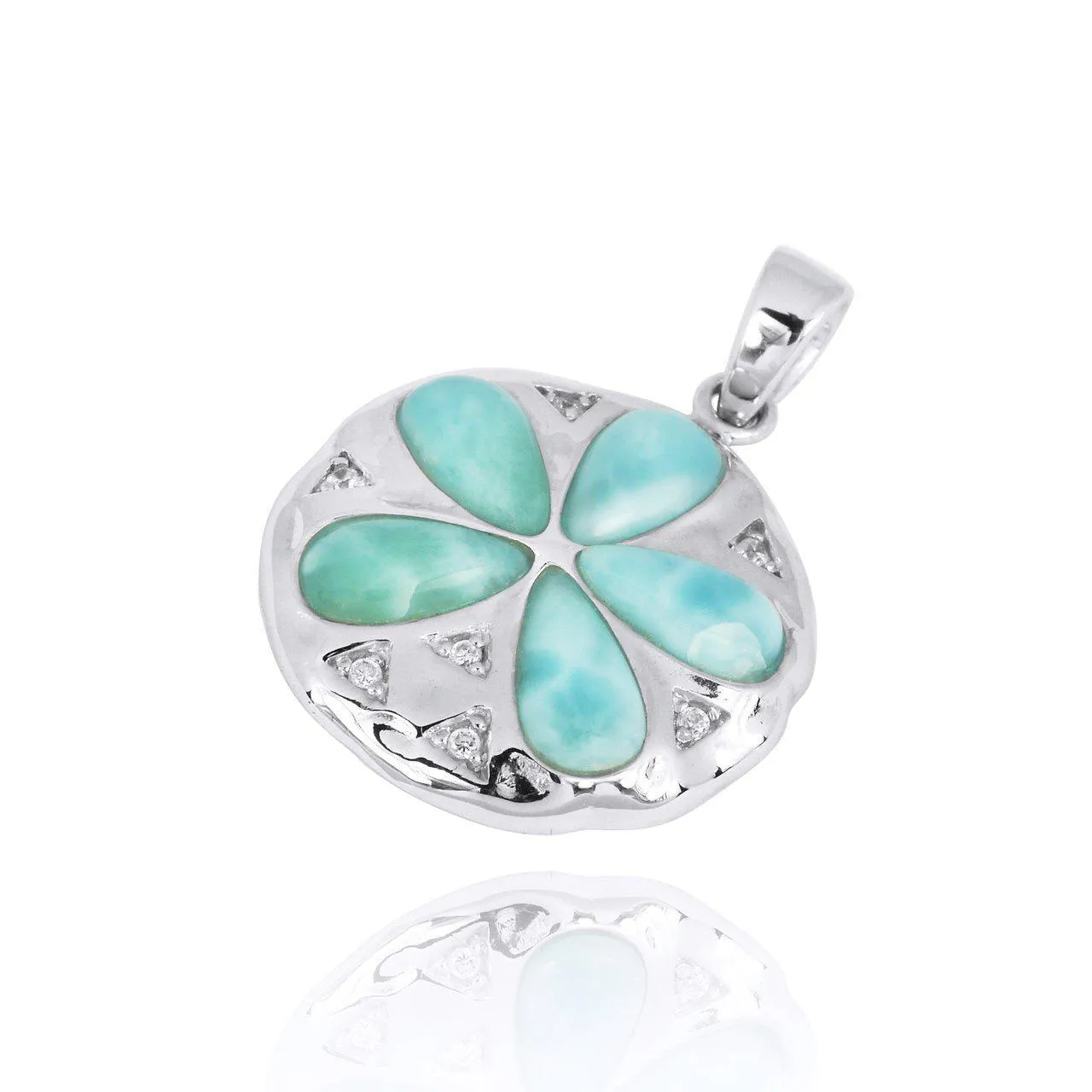 Sand Dollar Pendant Necklace with Larimar