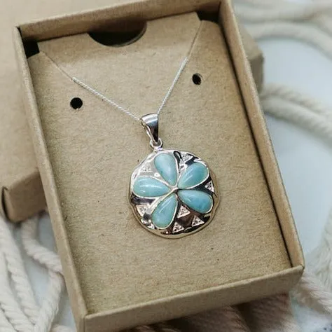 Sand Dollar Pendant Necklace with Larimar