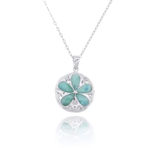 Sand Dollar Pendant Necklace with Larimar