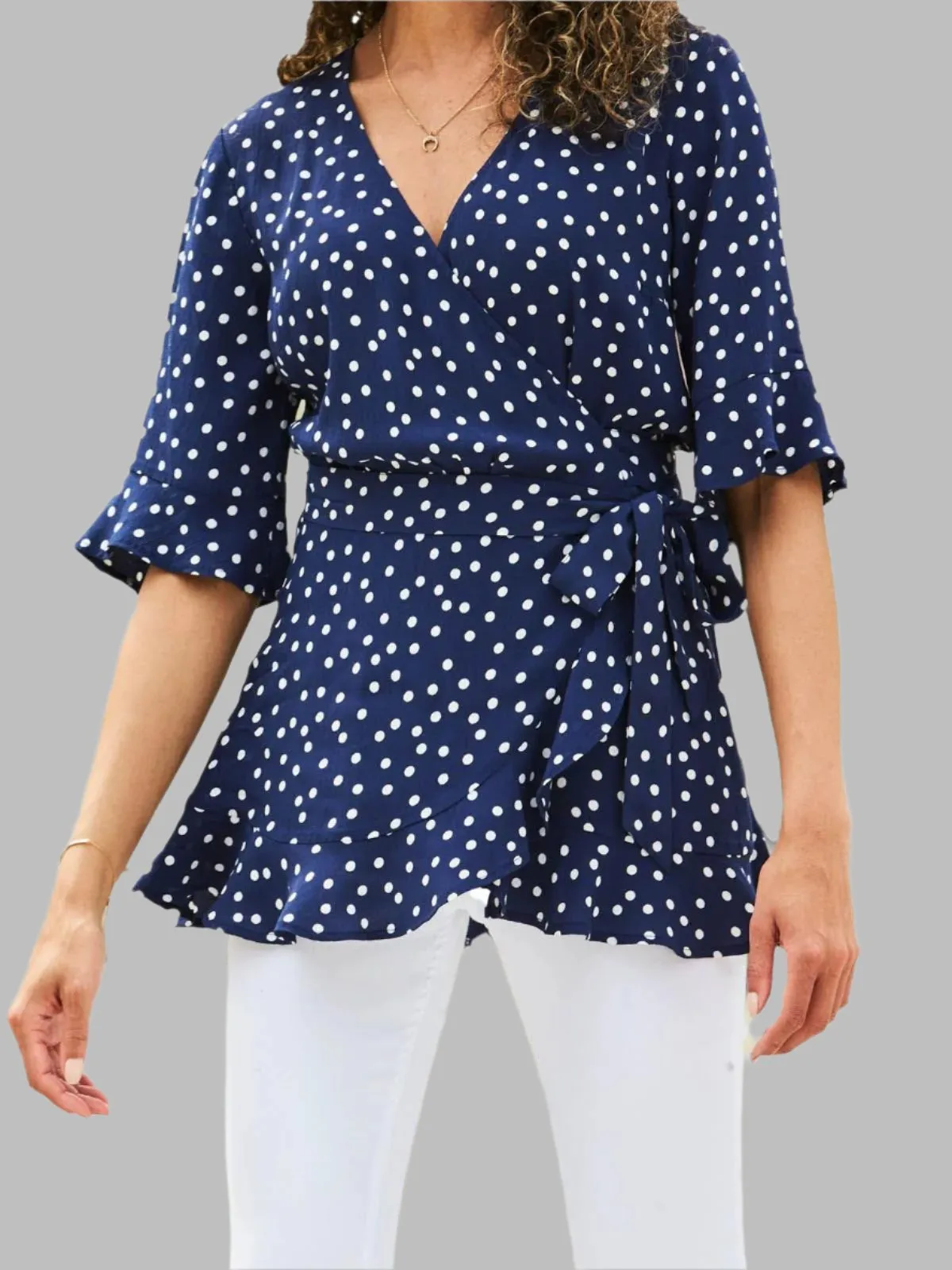 Spot Wrap Blouse