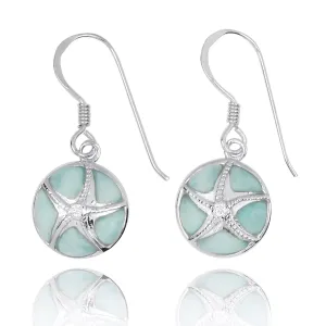 Starfish Earrings with Crystal and Larimar