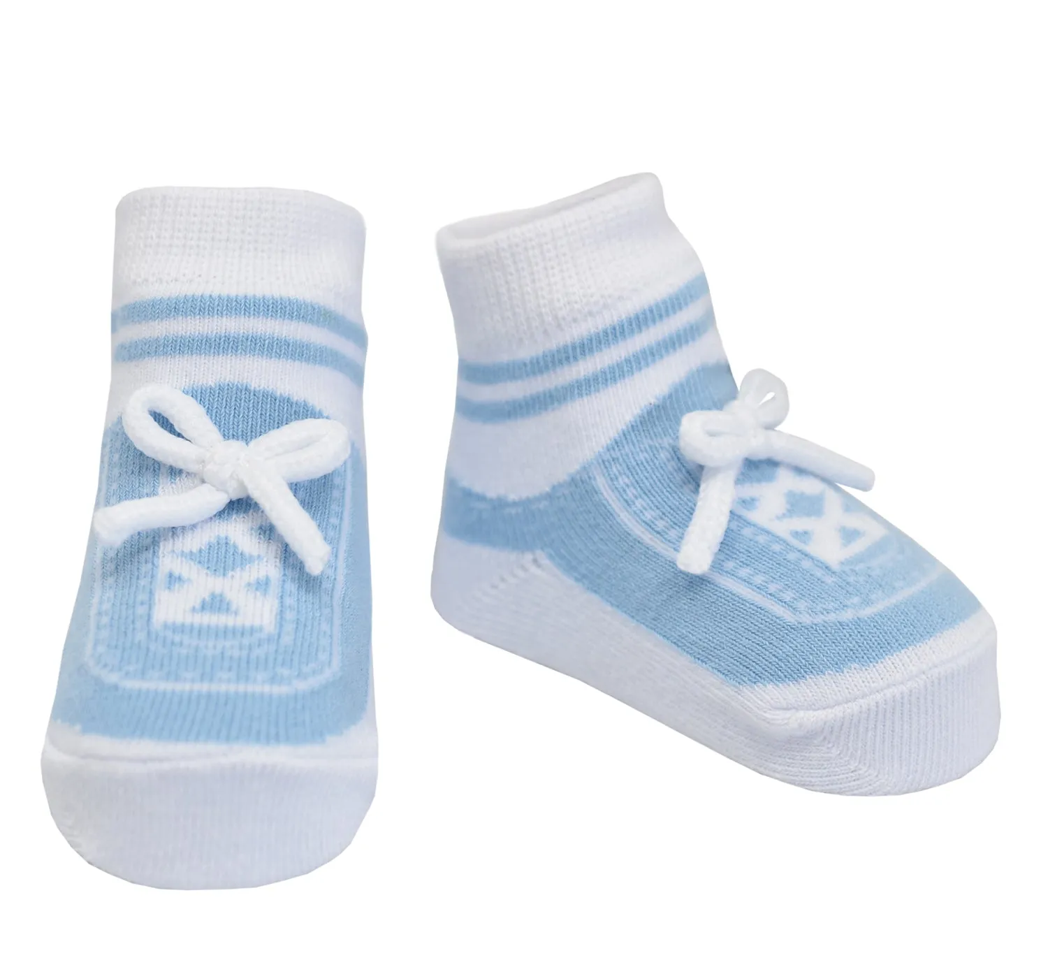 STEPPING OUT shoe-design socks. With faux shoelaces and anti-slip soles. 6 pairs. 0-12 months