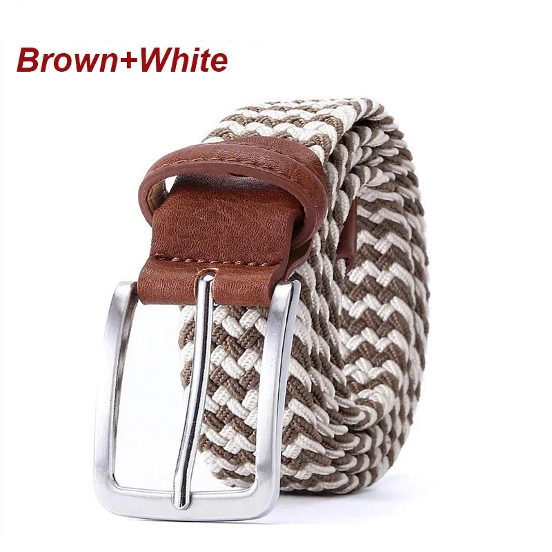 Stretch Canvas Leather Belts for Men Female Casual Knitted Woven Military Tactical Strap Male Elastic Belt for Pants Jeans