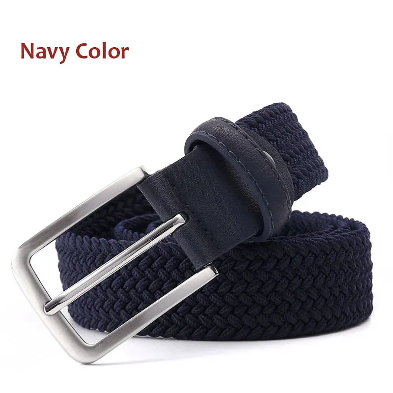 Stretch Canvas Leather Belts for Men Female Casual Knitted Woven Military Tactical Strap Male Elastic Belt for Pants Jeans