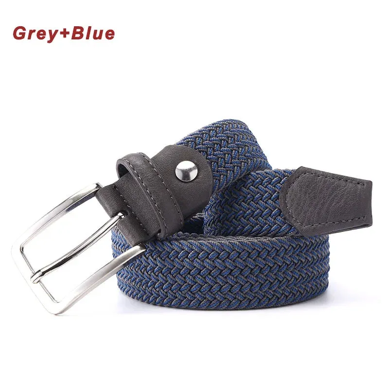 Stretch Canvas Leather Belts for Men Female Casual Knitted Woven Military Tactical Strap Male Elastic Belt for Pants Jeans