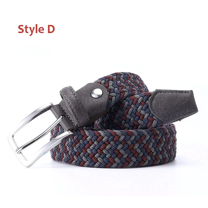 Stretch Canvas Leather Belts for Men Female Casual Knitted Woven Military Tactical Strap Male Elastic Belt for Pants Jeans