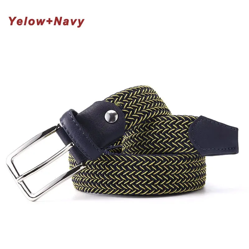 Stretch Canvas Leather Belts for Men Female Casual Knitted Woven Military Tactical Strap Male Elastic Belt for Pants Jeans