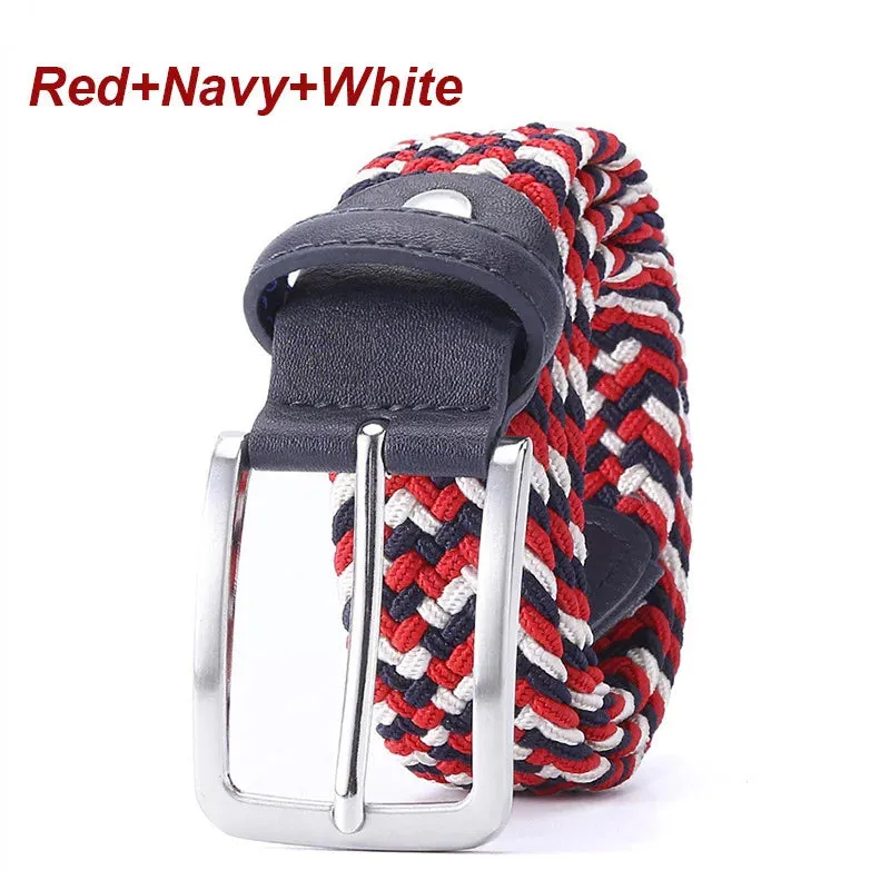 Stretch Canvas Leather Belts for Men Female Casual Knitted Woven Military Tactical Strap Male Elastic Belt for Pants Jeans