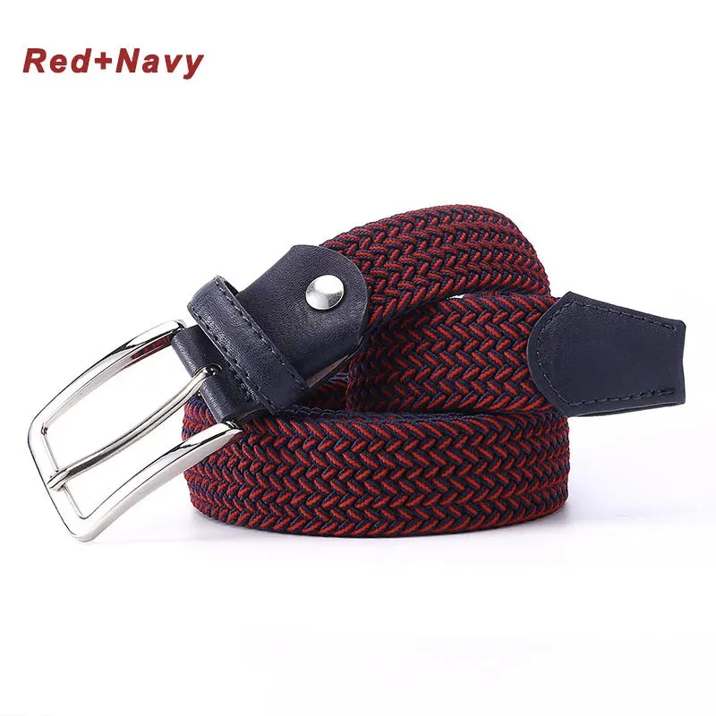 Stretch Canvas Leather Belts for Men Female Casual Knitted Woven Military Tactical Strap Male Elastic Belt for Pants Jeans