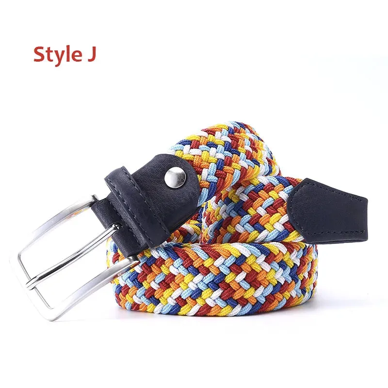 Stretch Canvas Leather Belts for Men Female Casual Knitted Woven Military Tactical Strap Male Elastic Belt for Pants Jeans