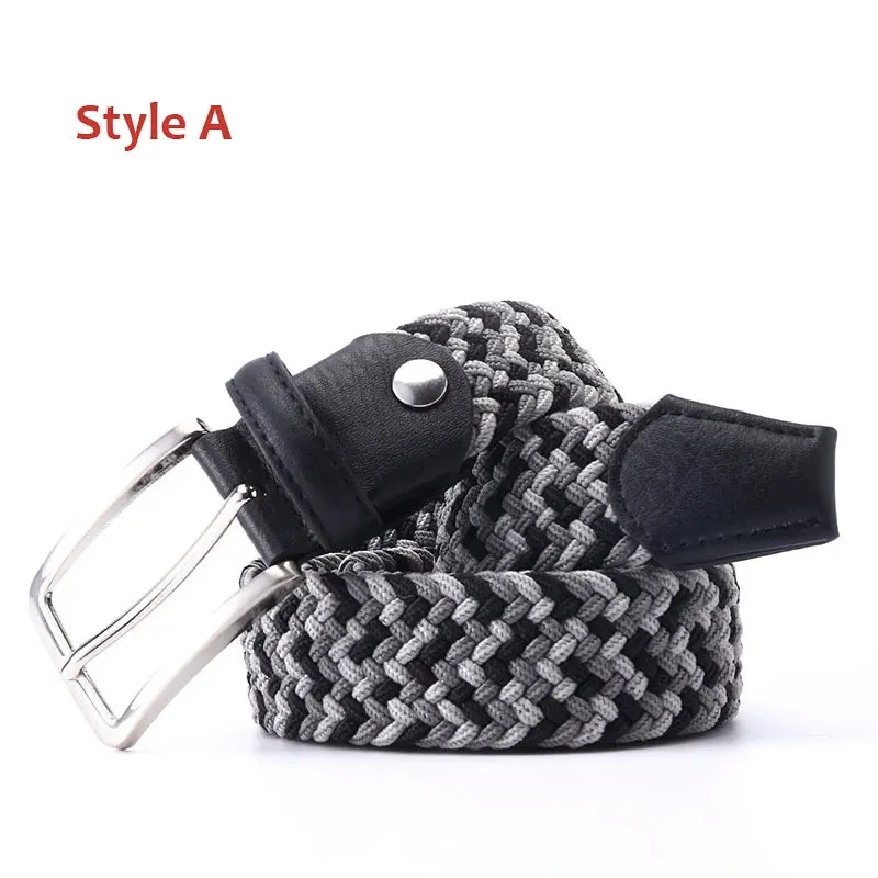 Stretch Canvas Leather Belts for Men Female Casual Knitted Woven Military Tactical Strap Male Elastic Belt for Pants Jeans