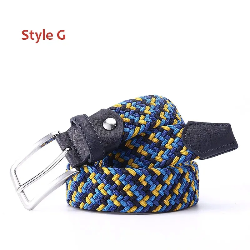 Stretch Canvas Leather Belts for Men Female Casual Knitted Woven Military Tactical Strap Male Elastic Belt for Pants Jeans