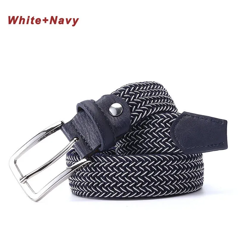 Stretch Canvas Leather Belts for Men Female Casual Knitted Woven Military Tactical Strap Male Elastic Belt for Pants Jeans