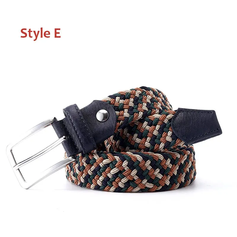 Stretch Canvas Leather Belts for Men Female Casual Knitted Woven Military Tactical Strap Male Elastic Belt for Pants Jeans