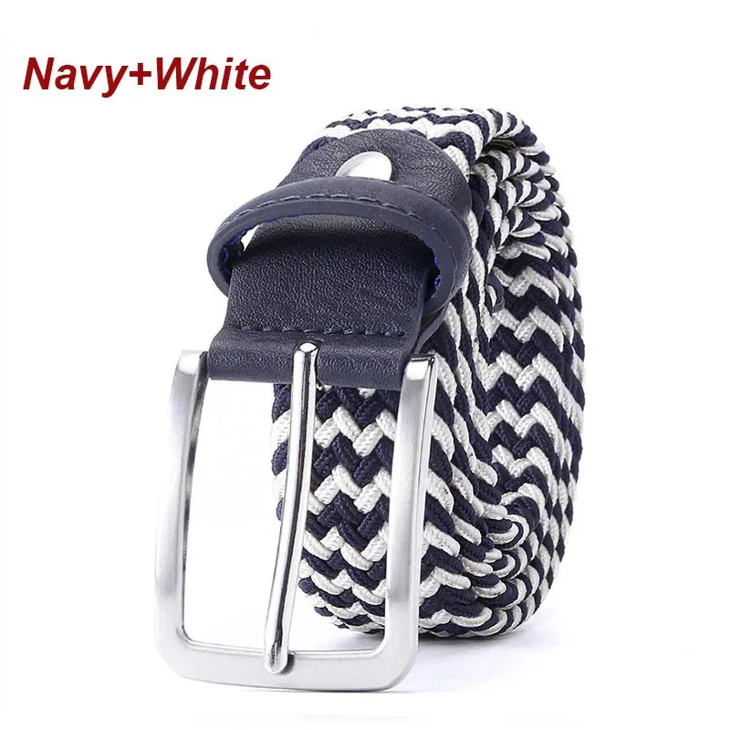 Stretch Canvas Leather Belts for Men Female Casual Knitted Woven Military Tactical Strap Male Elastic Belt for Pants Jeans